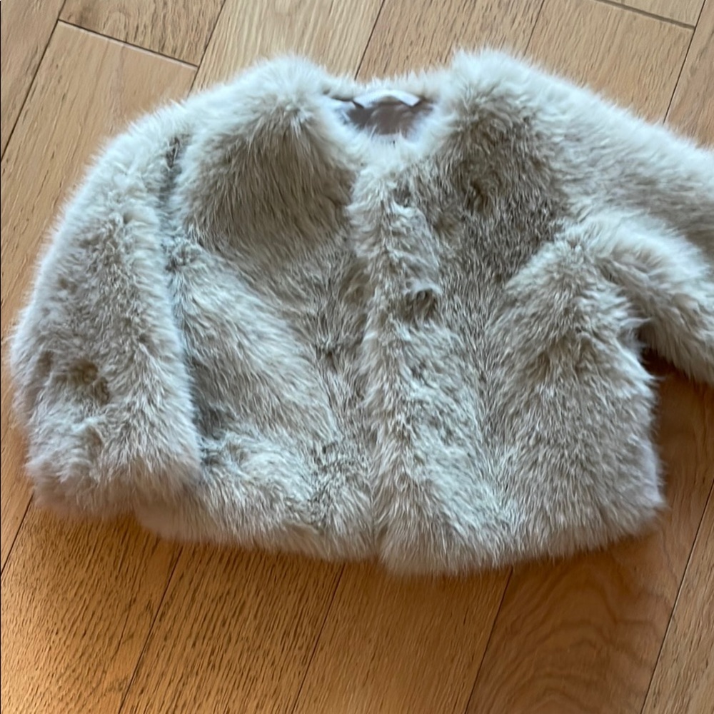Kids Faux Fur Jacket - Cream, Like New, Used 3 times